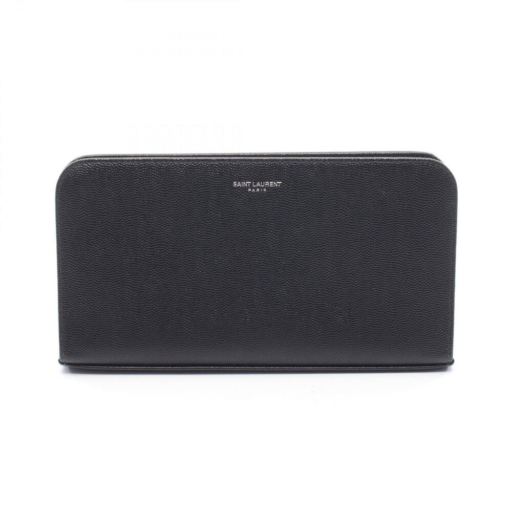 Saint Laurent Paris Round Long Wallet Leather Black